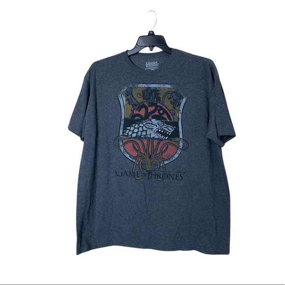 Game of Thrones XXL Gray Cotton Blend Crew Neck Short Sleeve Graphic T-Shirt - Picture 1 of 10